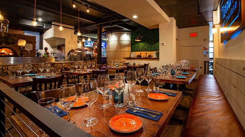 Dining room with bench seating